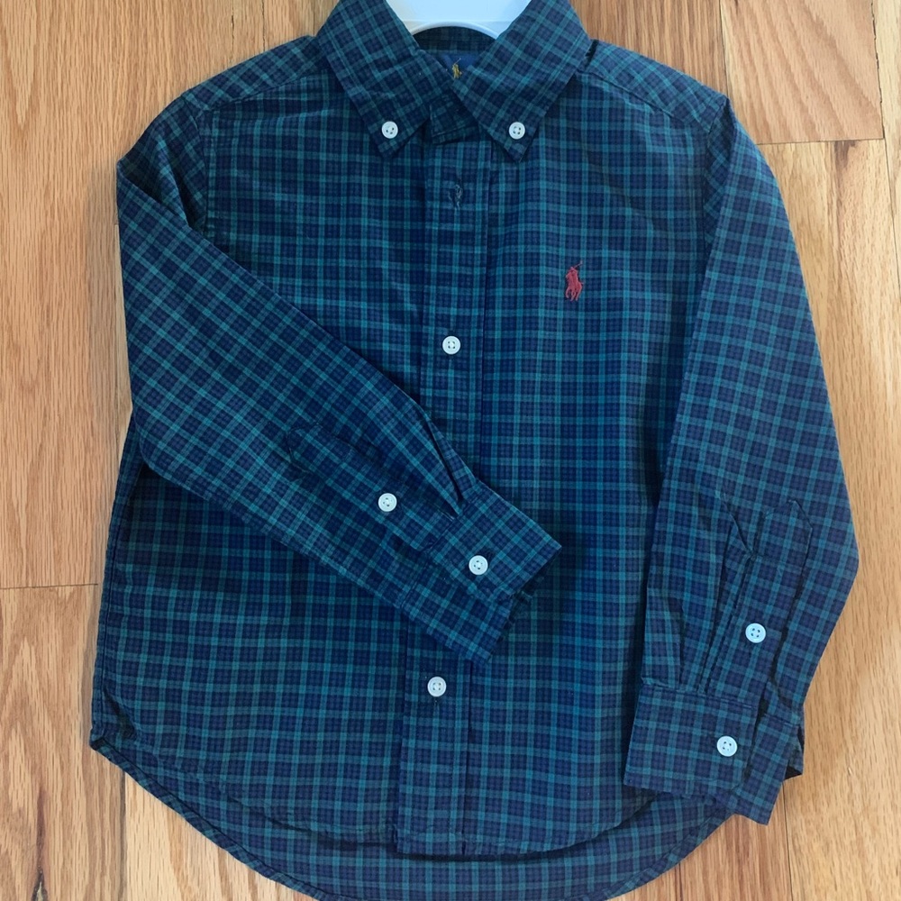 Ralph Lauren Blue/Green plaid shirt, 3/3T